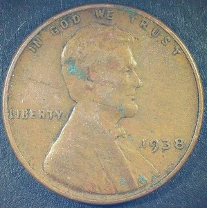 1938-P Lincoln Wheat Cent- Reverse Die Crack (A213) - Picture 1 of 3
