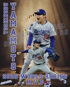LA Dodgers Lithographie Druck von Yoshinobu Yamamoto World Series MVP 2025 - Bild 1 von 1