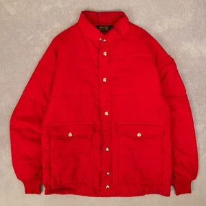 Vintage 80s Full Zip Puffer Jacket M Men's Red Outdoor - Picture 1 of 9