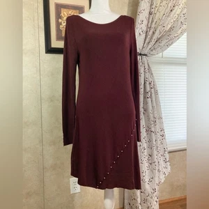 White House Black Market Kleid Damen L weinrot rot LS Freizeit Cocktail Nacht - Bild 1 von 11