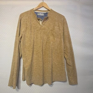 Tallwoods Men’s Henley Shirt Large Brown Marled Long Sleeve Casual Pocket - Picture 1 of 11
