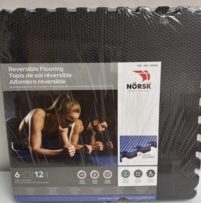 NUEVAS ALFOMBRILLAS DE ESPUMA REVERSIBLES NORSK 24 pies cuadrados, 24 X 24 pulgadas negras/azules 6 quilates Foto 1 de 2