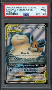Pokemon PSA 9 Eevee & Snorlax GX 171/181 Sun & Moon Team Up Ultra Rare Mint - Bild 1 von 2