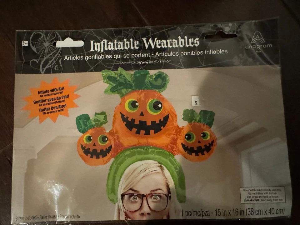 Nuevo Inflable Usables Calabaza Halloween Lámina Globo Sombrero Disfraz NUEVO Foto 1 de 1