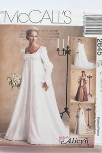 McCalls 2645 Misses' Bridal Wedding Gown Empire Waist Dress sz C 10-12-14 UNCUT - Picture 1 of 3