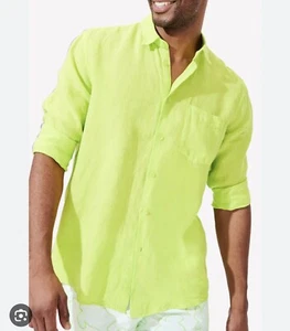 NWT Authentic Vilebrequin Long Sleeve 100% Linen Shirt Men - 3XL - LIME - XXXL - Picture 1 of 7