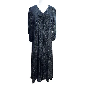 Abito Lafayette 148 M Velluto Burnout Verde Blu Nero Devoré Midi Boho Leggi - Foto 1 di 15