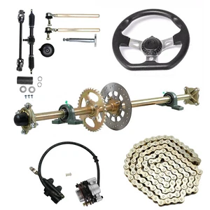44" ATV Go Kart Rear Axle Kit + Front Steering Assembly Tie Rod+ Brake Caliper - Picture 1 of 11