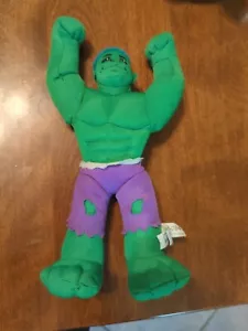 "Incredible Hulk 2008 juguete de peluche fábrica Marvel pantalones de pelo difuso usados en excelente estado 12"" rellenos" - Imagen 1 de 6