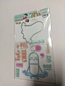 Juego de sellos y troqueles transparentes Chill Pill Get Well Soon de Recollections 535932 NUEVO - Imagen 1 de 1