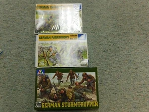Italeri 1/35 Three Boxes WW2 German Sturmtruppen, Paratroops Infantry multipose - Picture 1 of 7