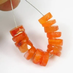 16.28 Ct Natural Fanta Orange Carnelian Beautiful 14 Round Faceted Beads-A2210 - Picture 1 of 2
