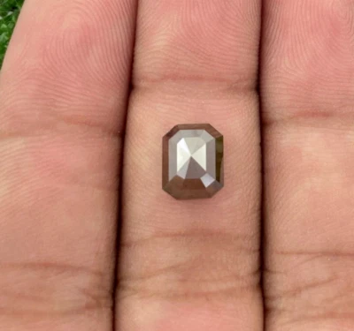 Natural diamond 2.67tcw winebrown color emerald stepcut for wedding jewelry gift - Image 1 of 4