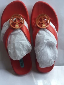 NWOB OKABASHI OKA-B Nautical Sterling sandals Red Orange Flat SIzE 8 ~ EU 38 - Picture 1 of 12