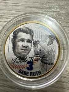 2001 New York Quarter BABE RUTH -24kt Gold Baseball Legends Uncirculated - Picture 1 of 4