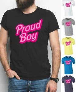 Proud Boy Pink Logo T-Shirt - Gay Pride Funny Slogan LGBTQ+ - Picture 1 of 9