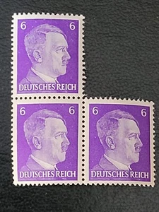 Nazi Germany 1941 Hitler Heads - 6pf - Mi 785 - Block of 3 - MNH (**) - Picture 1 of 2