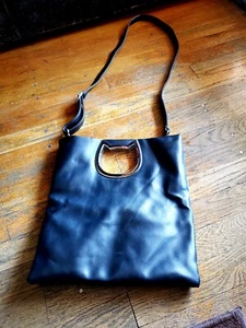 Cat Lady Box Convertible Purse w/Detachable Strap Black Vegan Handbag - Picture 1 of 9