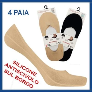 4 Paia Salvapiede Uomo Donna con Silicone Calzini Fantasmini Invisibili Cotone - Foto 1 di 6