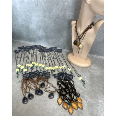American Eagle Outfitters 36 Lot Costume Jewelry Necklaces Boho Faux Bone Stones - Image 1 of 4