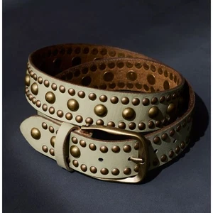 NWT FREE PEOPLE We The Free Sola Stud Belt Leather Matcha Green M/L - Picture 1 of 4