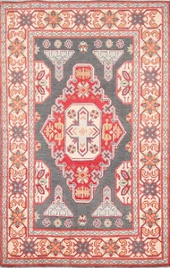 Schicker grauer Kazak Akzent Teppich 3x5 handgeknüpft Wolle Orient Foyer Größe Carpet - Bild 1 von 20