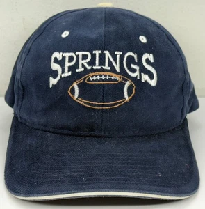 Vintage RARE Springs Football StrapBack Hat Blue White Embroidered Yupoong 1990s - Picture 1 of 18