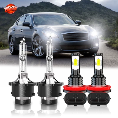 For Infiniti QX56 2011 2012 2013 Front HID Headlight High/Low Fog Light 4×Bulbs - Image 1 of 4