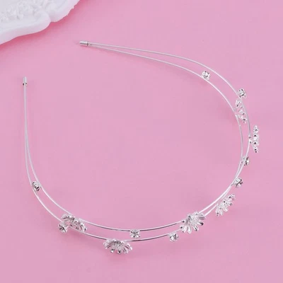 Donne Strass Fascia Doppio Strato Argento Cerchio per Capelli da sposa Anello - Immagine 1 di 4