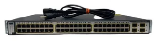 Cisco WS-C3750-48TS-S - 48 Port 3750 Ethernet Switch - TESTED w/ POWER CORD!! - Picture 1 of 6