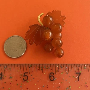 Russian Soviet USSR Baltic Amber Grape Brooch Gold Tone Vintage - Picture 1 of 3
