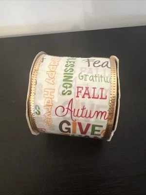 New Wire-Edged Ribbon Thanksgiving Fall Autumn Colors 2.5” x 108” - 3 yds / 9 ft - Image 1 of 4