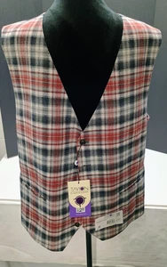 Tayion  Montee Holland vest men's L plaid red white black paisley red MSRP $125 - Picture 1 of 8