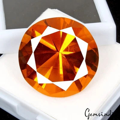 79.50 Ct Hydro Orange Tourmaline Round Cut Flawless Loose Pendant Size Gemstone - Image 1 of 4