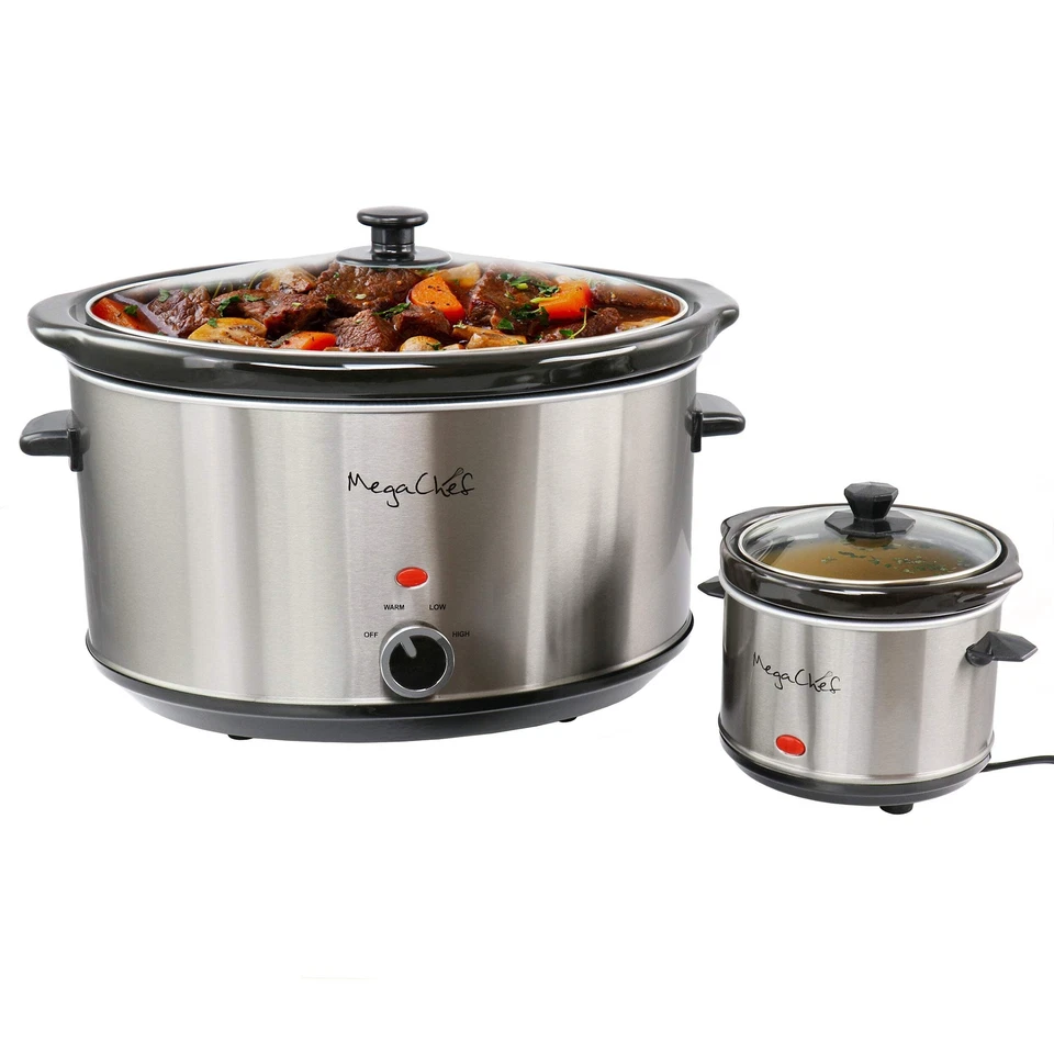 MegaChef 8 Qt Slow Cooker w Bouns Mini 0.6 Qt Warmer - Image 1 of 1