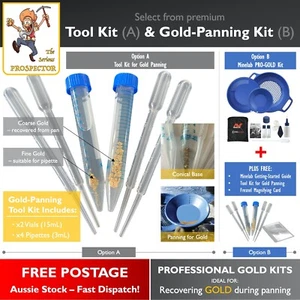 Gold Panning Tool Kit Options | pan gold flakes & nuggets | Minelab Pro-Gold - Picture 1 of 9