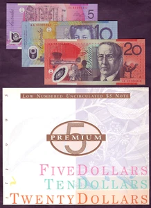 1995 Dated Annual Set : $5 ,10, 20  In Premium (Red)- Low numbered NPA Folders - Picture 1 of 5