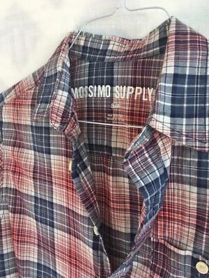 Mossimo Supply Men's Blue-Red Plaid SS Summer Shirt Size Small - Image 1 of 4
