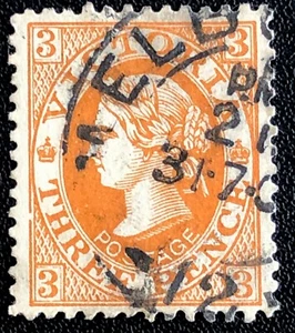 1901 AUSTRALIA-VICTORIA 3d STAMP-ORANGE BROWN-Sg AU VI 389-USED - Picture 1 of 3