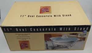Kitchen Corner By Ashley Cooper White Oval Casserole W/Warmer,Stand & Lid 1.5 QT - Picture 1 of 5