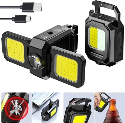 Double COB LED 1000Lm Flashlights Bright Rechargeable Keychain Small Flashlight - Image 1 of 4