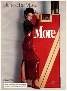 PRINT AD, 1985 Dare To Be More Sexy 80's Short Hair Model Smoking Red Dress - Bild 1 von 1