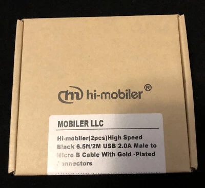 Hi-Mobiler 黑色高速镀金 USB 2.0 A 公头转 Micro B 电缆 - 2 包 — 第 1/3 张图片