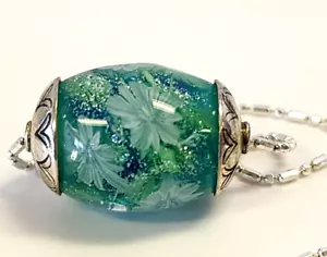 Japanese Satake Glass Bead Ayako Hattori Tonbo-dama Sterling Necklace - Picture 1 of 7