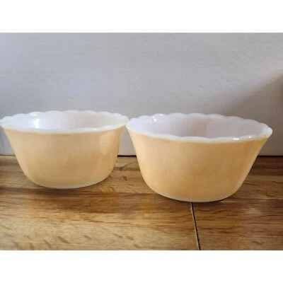 2- Fire King Copper Tint Luster Custard Cups Vintage Souffle Bowls - Image 1 of 4
