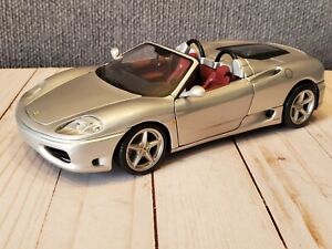 Ferrari 360 Spider Convertible 1:18 Scale Diecast Model Car Hot Wheels Silver