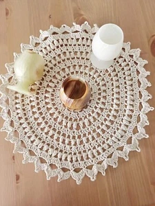 Handmade crochet Doily, Doily in Beige Color. Textured Doily, Excellent Gift - Picture 1 of 3