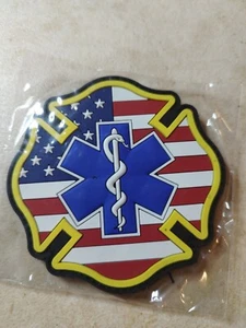 EMS EMT Fire Fighter Department USA American Flag Rescue Fireman Paramedic Medic - Foto 1 di 1
