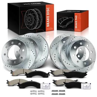 12 передних и задних просверленных роторов и тормозных колодок для Dodge Ram 2500 Ram 3500 2001-2002 - Изображение 1 из 4