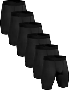Compression Shorts Men Performance Sports Workout Medium, 6 Pack Black - Picture 1 of 7